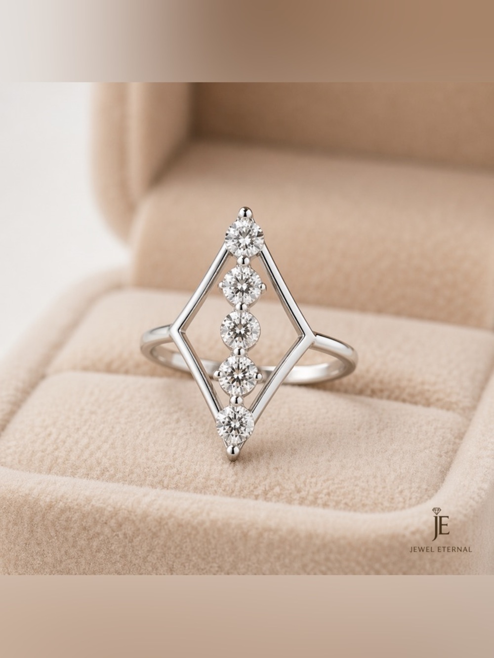 North Star Floating Line Ring Moissanite Sterling Silver